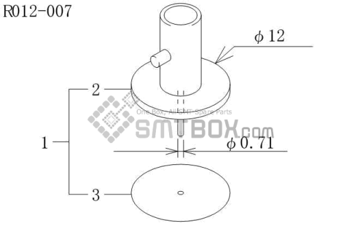 Fuji Cp 6 09 Cp 606 10JE Cp 642ME 05 Cp 642E 07 Cp 642(08JE) Cp 642 08 Cp 643E 05JE Cp 643ME 03 Cp 643E 05 Cp 65E 06 Cp 65 08 Nozzle AWPH9514 R012 007 Side A