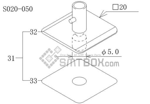 Fuji Cp 6 09 Cp 606 10JE Cp 642ME 05 Cp 642E 07 Cp 642(08JE) Cp 642 08 Cp 643E 05JE Cp 643ME 03 Cp 643E 05 Cp 65E 06 Cp 65 08 Nozzle AWPH9612 S020 050 Side A