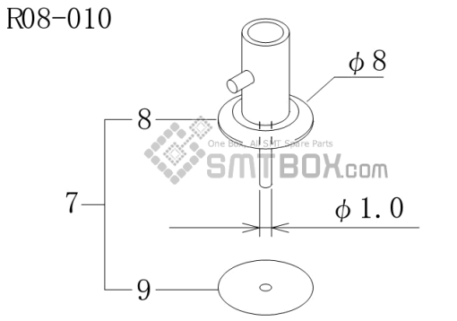 Fuji Cp 742ME 02 Cp 742E 01 Cp 732 2 Nozzle Part NO.ADCPH9532 Rating R08 010 Side A