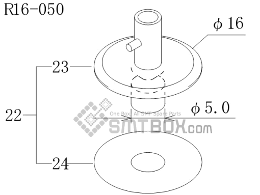 Fuji Cp 742ME 02 Cp 742E 01 Cp 732 2 Nozzle Part NO.ADCPH9580 Rating R16 050 Side A