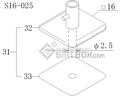 Fuji Cp 742ME 02 Cp 742E 01 Cp 732 2 Nozzle Part NO.ADCPH9612 Rating S16 025 Side A