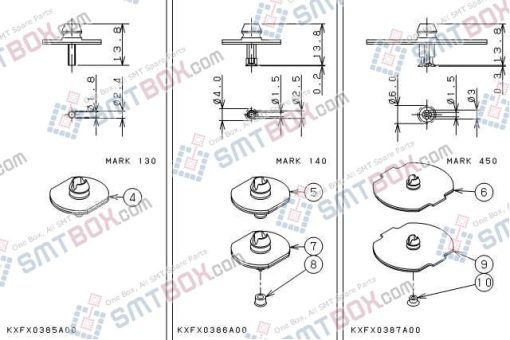 Panasonic CM212 CM400 CM401 CM402 CM602 Nozzle Part NO.KXFX0385A00 KXFX0386A00 KXFX0387A00 Side A