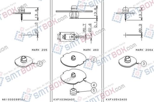 Panasonic CM212 CM400 CM401 CM402 CM602 Nozzle Part NO.N610000995AA KXFX03NGA00 KXFX05V2A00 Side A