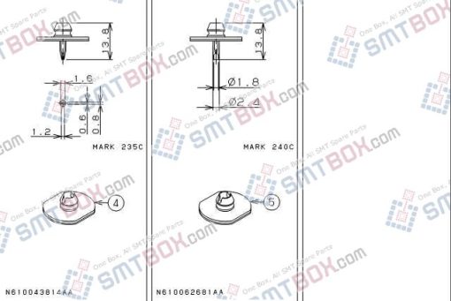 Panasonic CM212 CM400 CM401 CM402 CM602 Nozzle Part NO.N610043814AB N610062681AB Side A