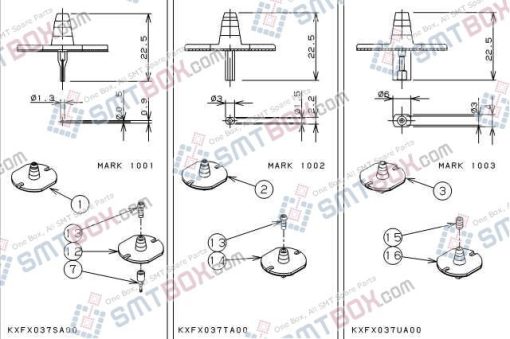 Panasonic CM212 CM400 CM401 CM402 CM602 DT400 DT401 Nozzle Part NO.KXFX037SA00 KXFX037TA00 KXFX037UA00 Side A