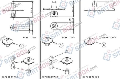 Panasonic CM212 CM400 CM401 CM402 CM602 DT400 DT401 Nozzle Part NO.KXFX037VA00 KXFX037WA00 KXFX037XA00 Side A