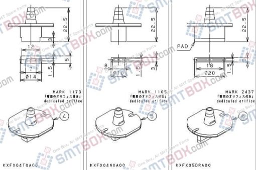 Panasonic CM212 CM400 CM401 CM402 CM602 DT400 DT401 Nozzle Part NO.KXFX04T0A00 KXFX04NXA00 KXFX05DRA00 Side A