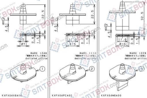 Panasonic CM212 CM400 CM401 CM402 CM602 DT400 DT401 Nozzle Part NO.KXFX04X8A00 KXFX04PCA00 KXFX04W6A00 Side A