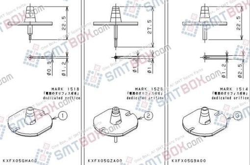 Panasonic CM212 CM400 CM401 CM402 CM602 DT400 DT401 Nozzle Part NO.KXFX05GHA00 KXFX05GZA00 KXFX05G9A00 Side A