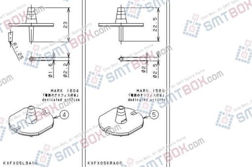 Panasonic CM212 CM400 CM401 CM402 CM602 DT400 DT401 Nozzle Part NO.KXFX05L9A00 KXFX05KRA00 Side A