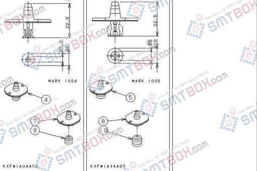 Panasonic CM301 Nozzle Part NO.KXFW1AUAA00 KXFW1AVAA00 Side A