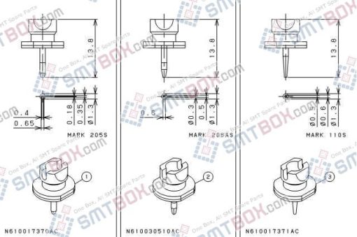 Panasonic CM602 L Nozzle Part NO.N610017370AC N610030510AC N610017371AC Side A
