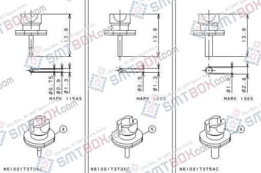 Panasonic CM602 L Nozzle Part NO.N610017372AC N610017373AC N610017375AC Side A