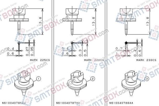 Panasonic CM602 L Nozzle Part NO.N610040786AB N610040787AB N610040788AB Side A