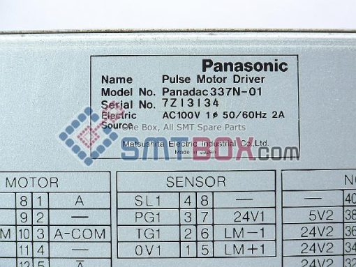 Panasonic Pulse Motor Driver Panadac P337N 01 Part Name N1P337N01 AC100V 50 60HZ 2A Side B