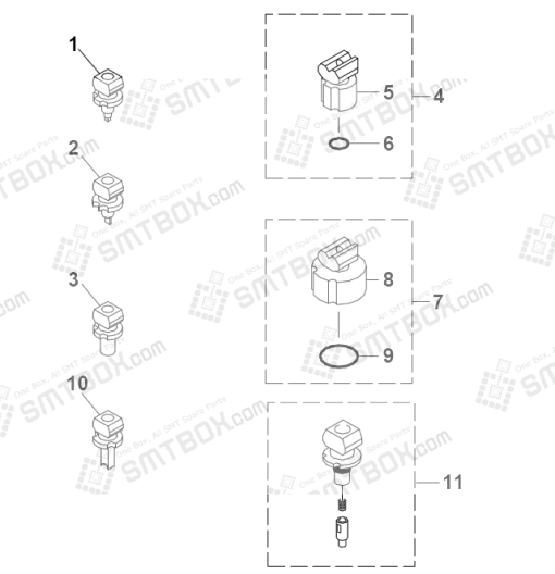 Yamaha YV100II Smt Smd Nozzle KM0 M711A 31X KM0 M711A 03X KM0 M711C 02X KM0 M711D 00X KM0 M711E 00X KM0 M71AB A0X KM0 M71MN A0X 31 32 33 34 35 Side A