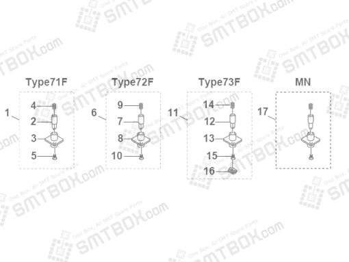 Yamaha YV100XF Smt Smd Nozzle KV8 M71N1 A0X KV8 M71N2 A0X KV8 M71N3 A0X KV8 M87WK A0X 71F 72F 73F F73WK Side A