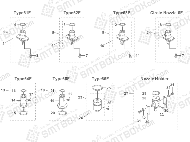 Yamaha YV88XG SMT SMD Nozzle KGA M71N1 A0X KGA M71N2 A0X KV7 M71N3 A1 KV7 M71N4 A0X KV7 M71N5 A0X KV7 M71N6 A0X 61F 62F 63F 64F 65F 66F side a
