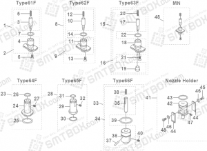 Yamaha YV88X Philips Assembleon EMERALD X SMD SMT Nozzle KV7 M71N1 A0X KV7 M71N2 A0X KV7 M71N3 A0X KV7 M71N4 A0X KV7 M71N5 A0X KV7 M87GF A0X 61F 62F 63F 64F 65F 66F  