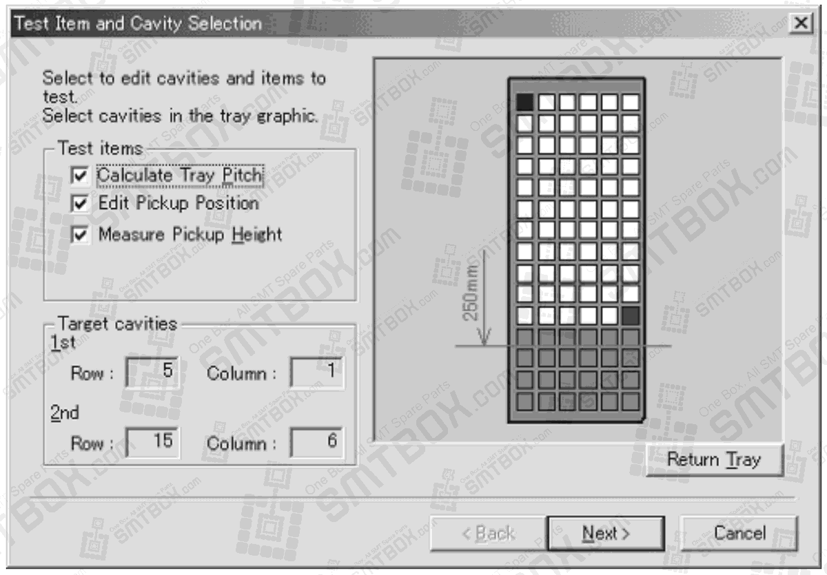 6.6.3 Testing Pickup Positions In A Tray For 6.6 Testing Pickup Positions (Nxt V3.20 And Higher) Of 6. Editing Jobs On The Machine On FUJI NXT side b
