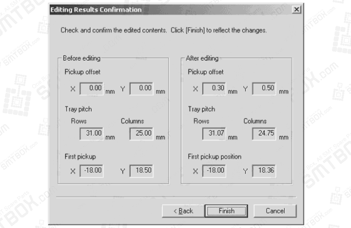 6.6.3 Testing Pickup Positions In A Tray For 6.6 Testing Pickup Positions (Nxt V3.20 And Higher) Of 6. Editing Jobs On The Machine On FUJI NXT side g