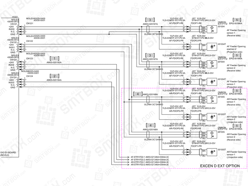 Base - A Feeder Opening Sensor on Hanwha (Samsung Techwin) Excellent Modular Excen PRO D Extension SMT Placer