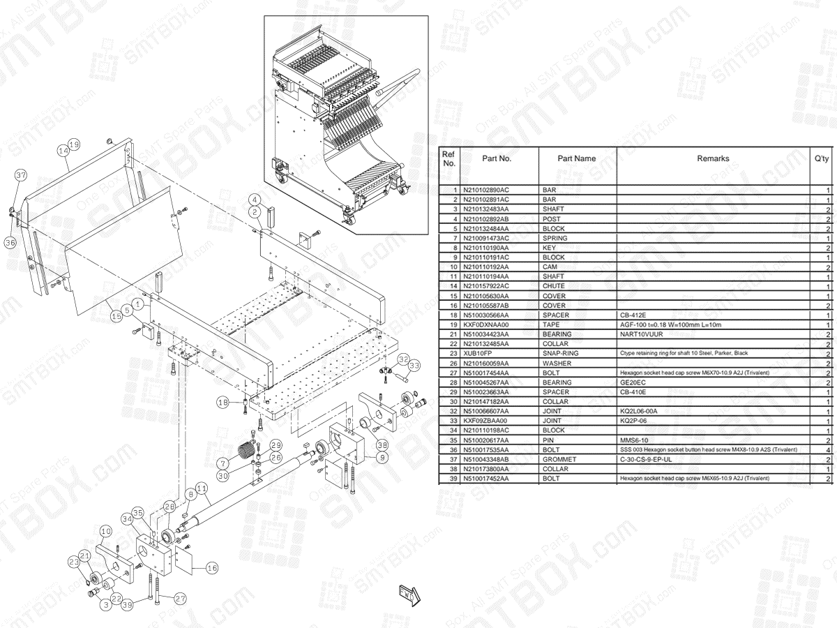 KN610060938AA-25-2 - Panasonic NPM Feeder Cart 17 Rows N610060938AA