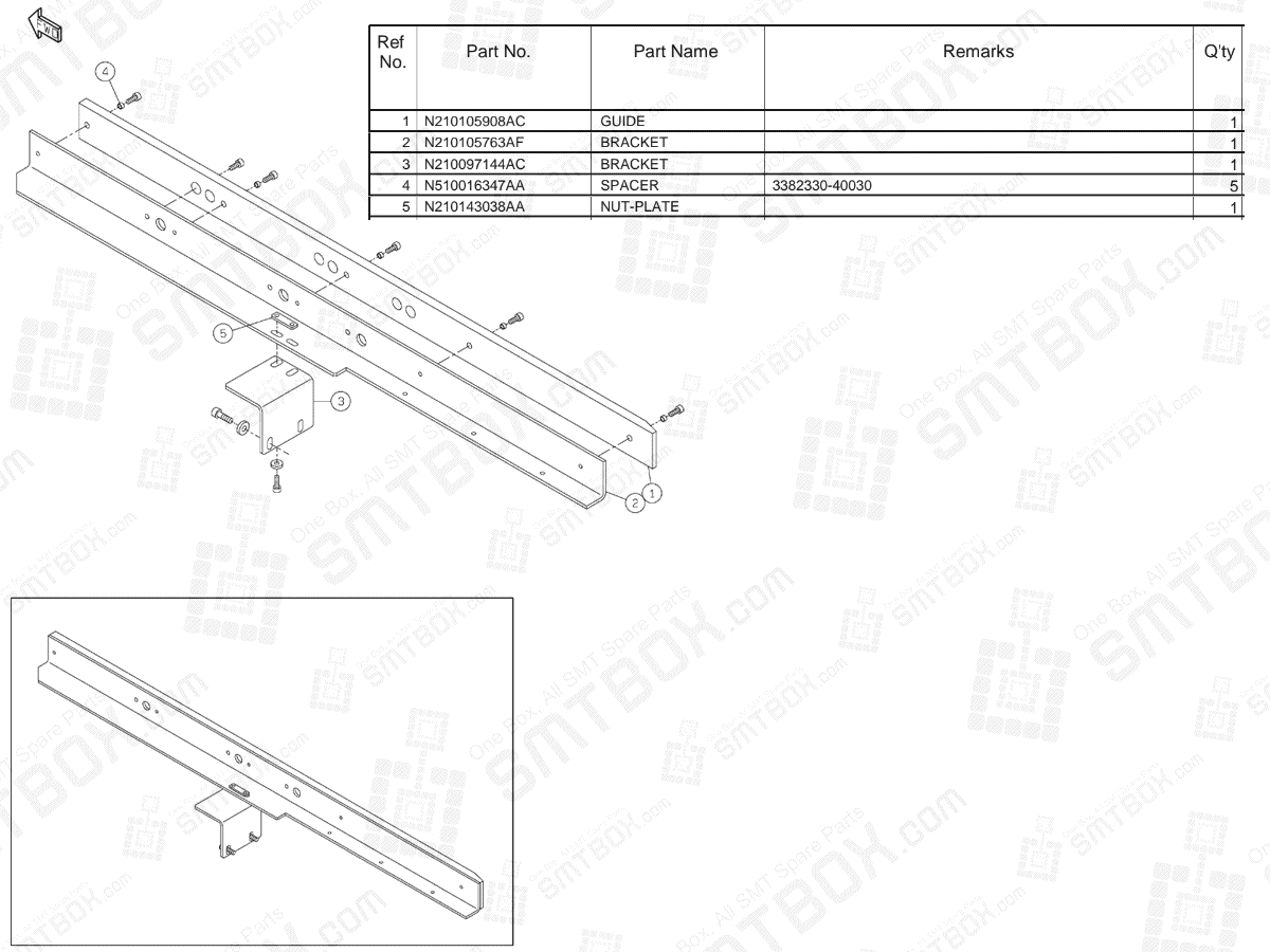 Panasonic NPM Feeder Cart Guide (Rear Side) N610073132AA KN610073132AA-07
