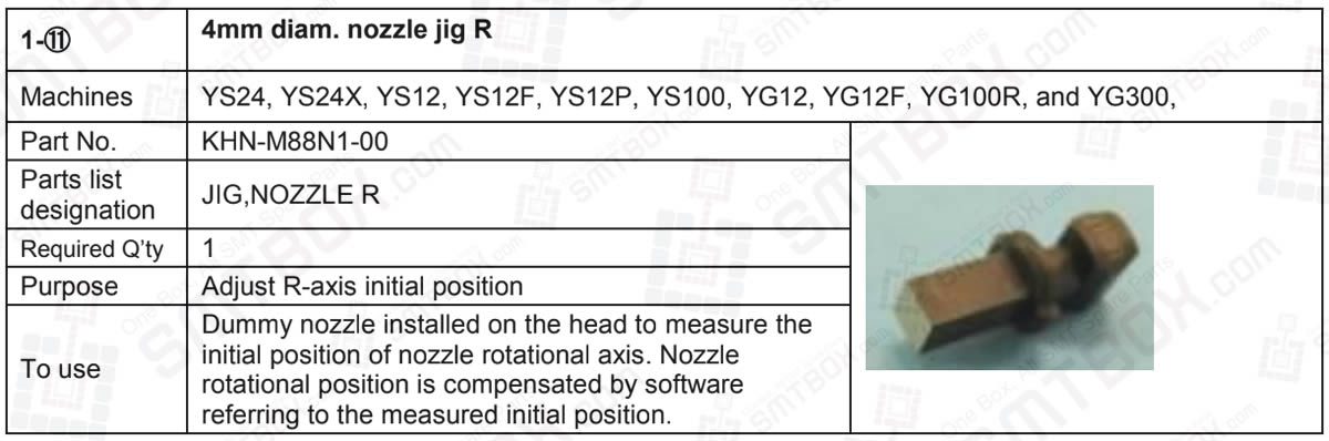 Yamaha YS24, YS24X, YS12, YS12F, YS12P, YS100, YG12, YG12F, YG100R and YG300 4mm Diammeter Nozzle Jig R KHN-M88N1-00