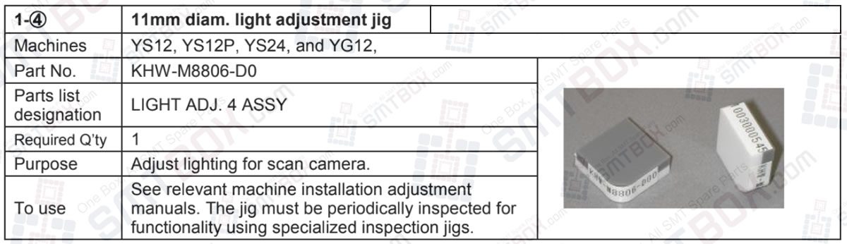 11mm Diameter Light Adjustment Jig KHW-M8806-D0 For Yamaha YS12, YS12P, YS24, and YG12
