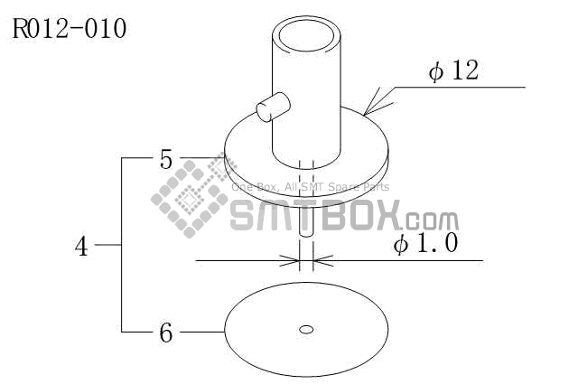 FUJI CP 6 09 CP 606 10JE CP 642ME 05 CP 642E 07 CP 642(08JE) CP 642 08 CP 643E 05JE CP 643ME 03 CP 643E 05 CP 65E 06 CP 65 08 Nozzle AWPH9524 R012 010 side a