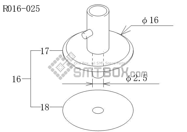 FUJI CP 6 09 CP 606 10JE CP 642ME 05 CP 642E 07 CP 642(08JE) CP 642 08 CP 643E 05JE CP 643ME 03 CP 643E 05 CP 65E 06 CP 65 08 Nozzle AWPH9563 R016 025 side a