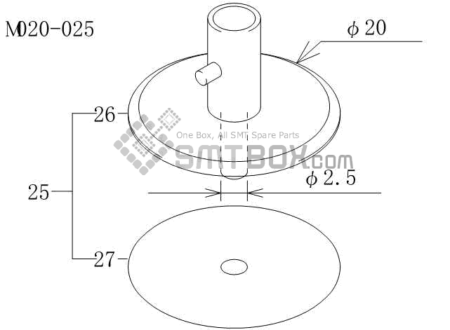 FUJI CP 6 09 CP 606 10JE CP 642ME 05 CP 642E 07 CP 642(08JE) CP 642 08 CP 643E 05JE CP 643ME 03 CP 643E 05 CP 65E 06 CP 65 08 Nozzle AWPH9593 M020 025 side a
