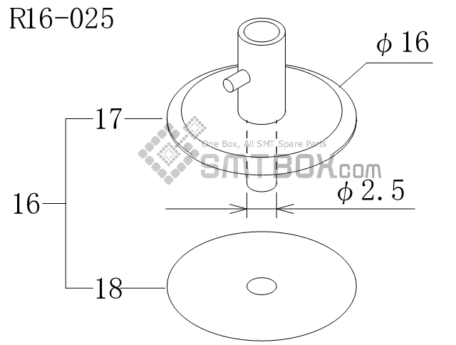 FUJI CP 742ME 02 CP 742E 01 CP 732 2 Nozzle Part No.ADCPH9562 Rating R16 025 side a