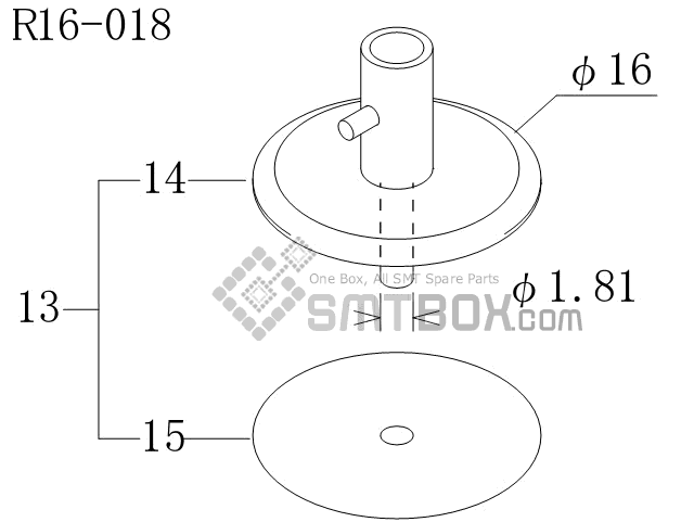 FUJI CP 742ME 02 CP 742E 01 CP 732 2 Nozzle Part No.ADCPH9592 Rating R16 018 side a
