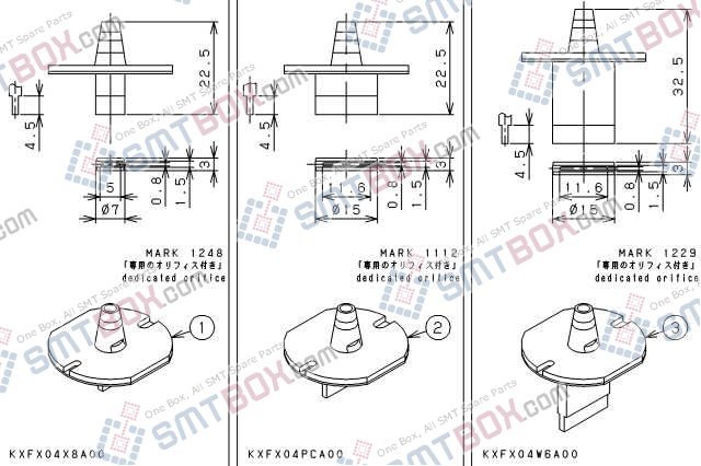 PANASONIC CM212 CM400 CM401 CM402 CM602 DT400 DT401 nozzle Part No.KXFX04X8A00 KXFX04PCA00 KXFX04W6A00 side a