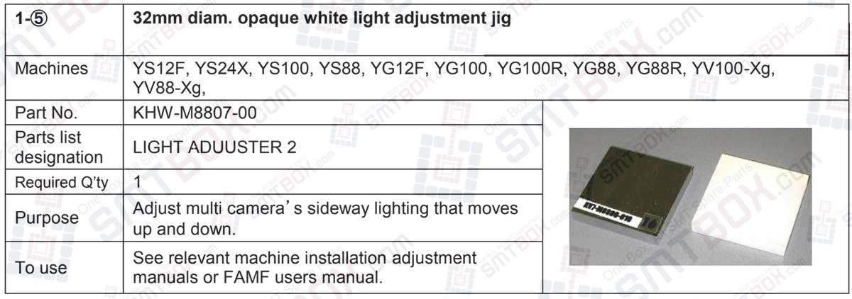 32mm Diameter Opaque White Light Adjustment Jig for Yamaha YS12F, YS24X, YS100, YS88, YG12F, YG100, YG100R, YG88, YG88R, YV100-Xg and YV88-Xg