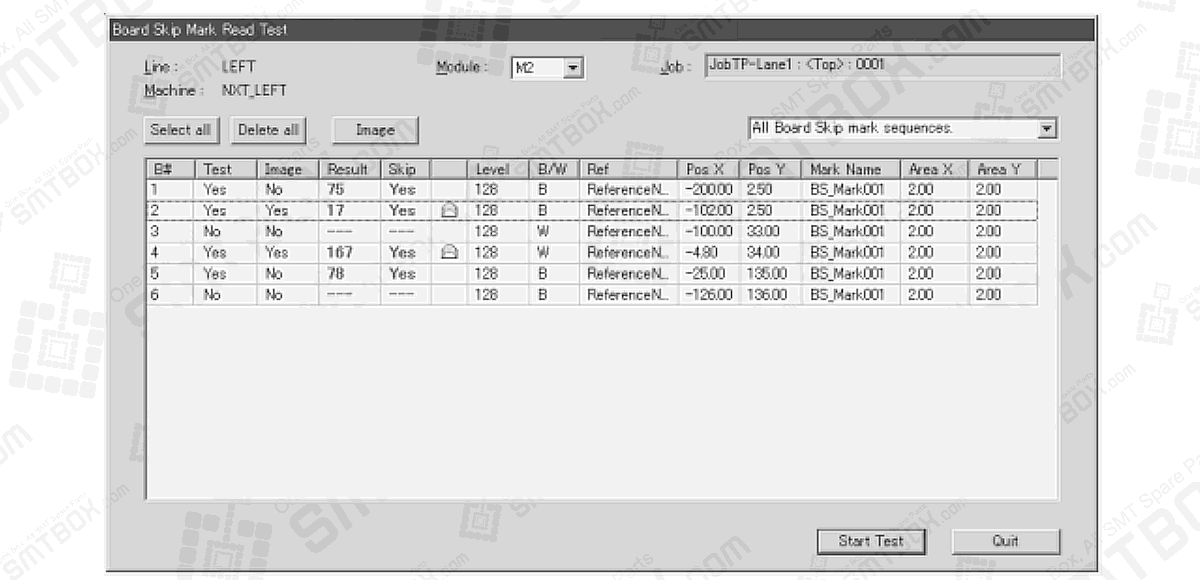 6.7 Testing Skip Mark Data In The Job Of 6. Editing Jobs on the Machine on FUJI NXT