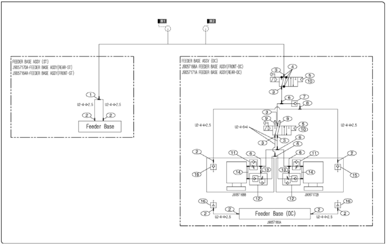 Air Assembly (B) – Docking Cart Feeder Base on Samsung Techwin SM321 smt component placer