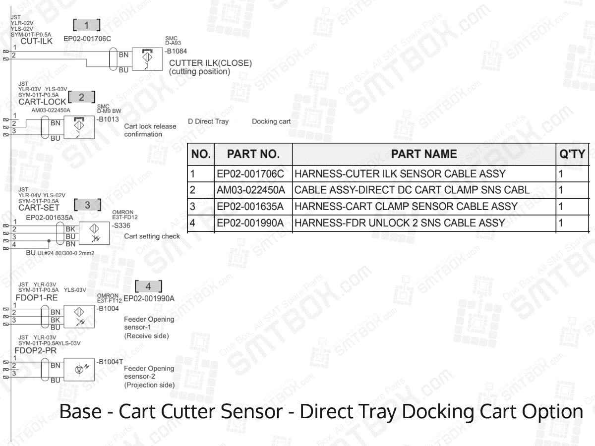 Base - Cart Cutter Sensor - Direct Tray Docking Cart Option on Hanwha (Samsung Techwin) Excellent Modular Excen D M L SMT Placer