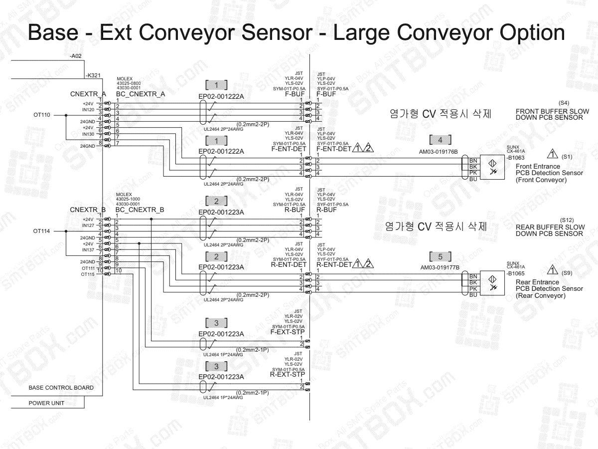 Base - Ext Conveyor Sensor - Large Conveyor Option on Hanwha (Samsung Techwin) Excellent Modular Excen D M L SMT Placer