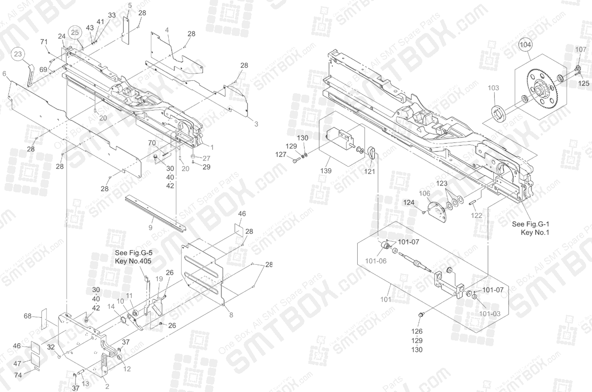 Frame Section and Tape Driving Section Hitachi SMT Tape Feeder Part List of GT-12161B GD-12161B