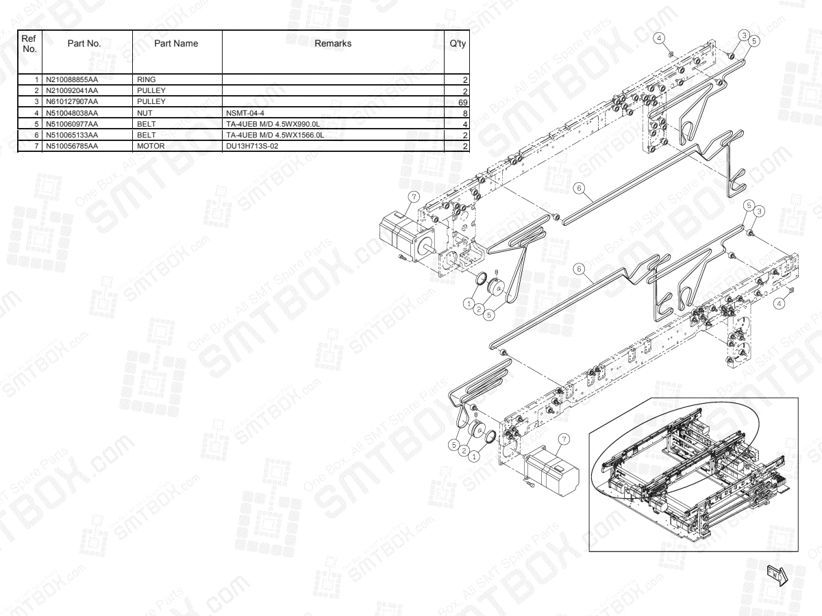 Panasonic NPM-D2 PC Dual Conveyor Long N610154079AD KN610154079AD-06-6