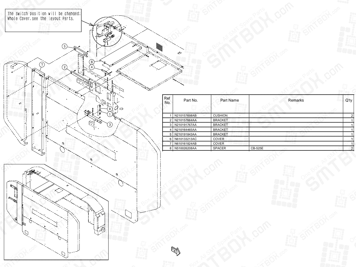 Panasonic NPM-D3 Whole Cover For Tray Feeder N610161790AA KN610161790AA-02