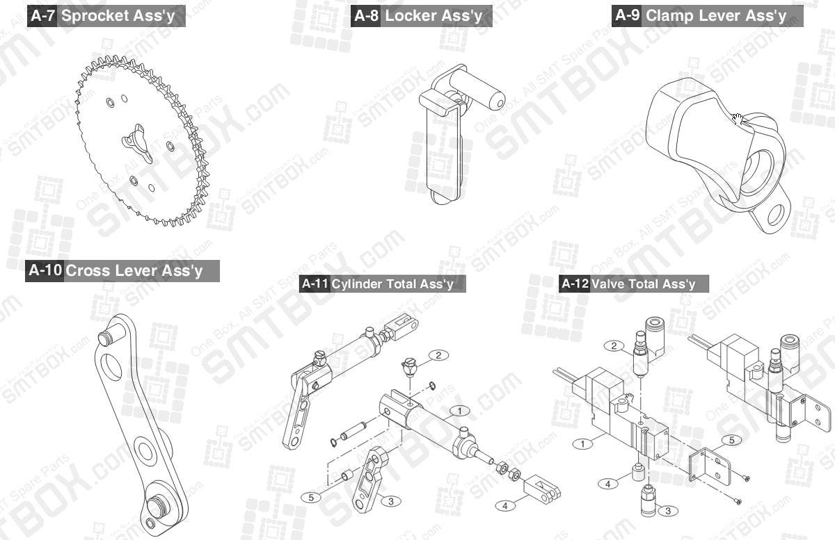 Sub Part List of Hanwha Samsung Techwin 32mm SMN tape feeder SM DECAN NonIT SBFB34110K IT SBFB34010K part 2