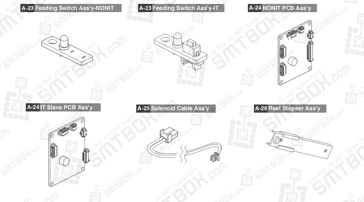 Sub Part List of Hanwha Samsung Techwin 32mm SMN tape feeder SM DECAN NonIT SBFB34110K IT SBFB34010K part 6