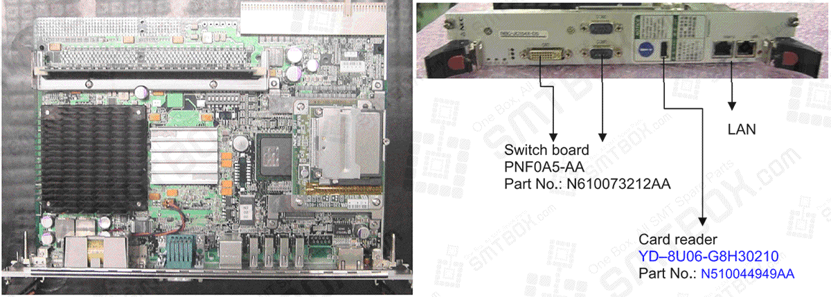 Name: Compact PCI board computer (Model: NBC-JC154X-D5// Part No.: N510029992AA) | Switch board PNFOA5-AA Part No.: N610073212AA Card reader YD-8U06-G8H30210 Part No.: N510044949AA