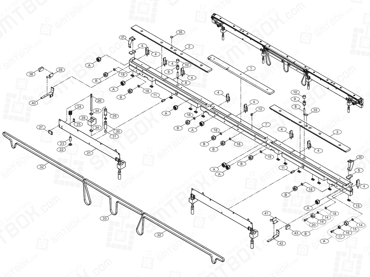 Conveyor(5/7) Rear Fix On Hanwha Techwin Excellent Modular EXCEN PRO (D) (M) (L) SMT Component Placer