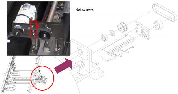 Procedure to replace the motor for width adjustment