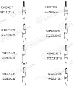 Hitachi Sanyo TCM X100 NOZZLE Z11 6300529517 Z21 6300529524 Z31 6300529531 Z41 6300529548 Z52 6300671865 Z62 6300683103 Z71 6300529579 Z81 6300529586 side a